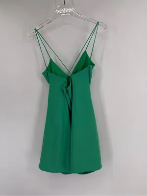 Alice and Olivia‎ green mini dress with front tie size 2 thumbnail 3