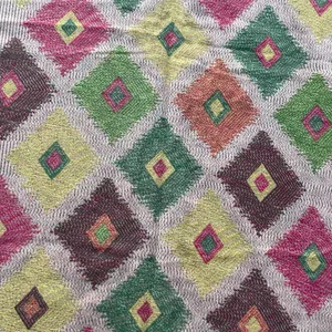 Mexican Artisan Reversible Woven Poncho Multicolor Geometric Boho Shawl Wrap thumbnail 11