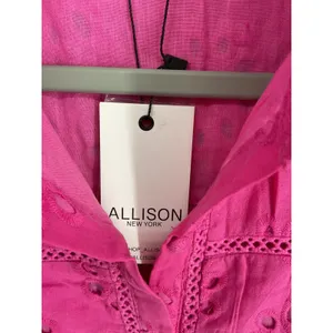 Allison New York Womens Eliana Eyelet Dress Hot Pink Button Front Medium thumbnail 5