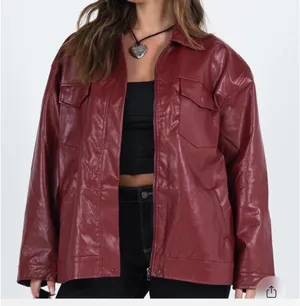 Princess Polly Red Leather Jacket thumbnail 1