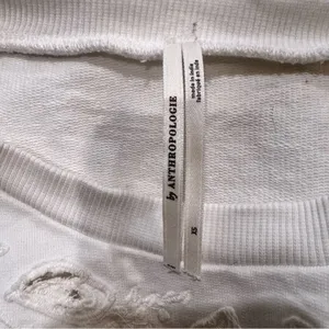 Anthropologie White Embroidered Cutwork Sweatshirt – Size XS (Oversized Fit) thumbnail 10