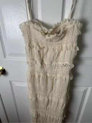 House of CB Solana Ivory Sequin Pleat Maxi Dress S thumbnail 5