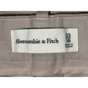 Abercrombie & Fitch Khaki Pleated High Waisted Straight Trousers Pant Size 33 16 thumbnail 3