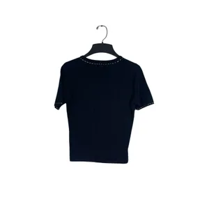 VTG Escio Black Stretchy Silky Nylon Knit Top Womens S Y2K 2000s Career Office thumbnail 3