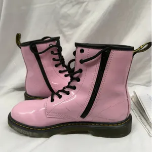 Dr. Martens Women's Sz 7 1460 Pink‎ Patent Leather Side Zip Combat Lace Up Boots thumbnail 4