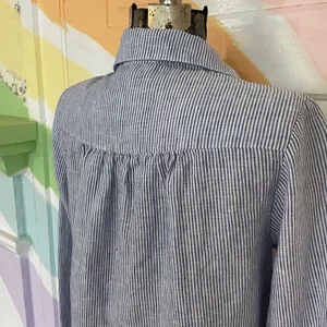 Harshman Collette Tuckernuck Stripe Tunic Shirt Dress 100% Linen Sz XS 🧡🎀 thumbnail 10
