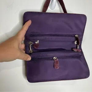 Y2K Wilson leather maxima deep purple plum suede leather shoulder bag 8.5”x4.75” thumbnail 4