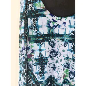 Y2K ECI NY Sheer Printed Tunic Blouse Bohemian Watercolor-style Size XL 2312 thumbnail 3