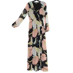 Lulus Maxi Dress Floral Boho Wedding Guest Resort Vacation Flowy Spring Black M thumbnail 2