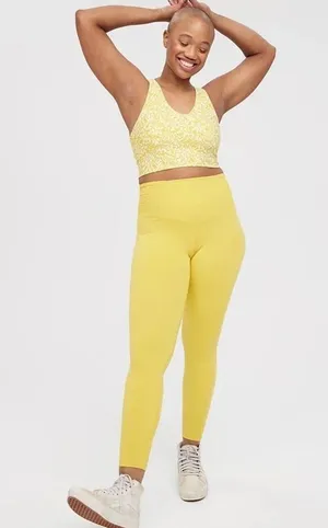 Aerie OFFLINE By Real Me Smocked Legging size medium chartreuse thumbnail 1