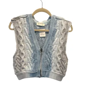 We The Free Free People Sweater Vest Womens XS Blue Ombre Cable‎ Knit Zip thumbnail 4