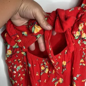 LC Lauren Conrad red sundress with lemon‎ pattern size small thumbnail 4