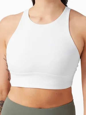 Lululemon Energy Bra High Neck Long Line Medium Support ribbed white size 8 thumbnail 1