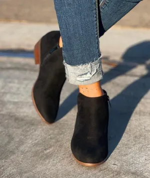 Black Micro Suede Ankle Bootie Size 9 thumbnail 1