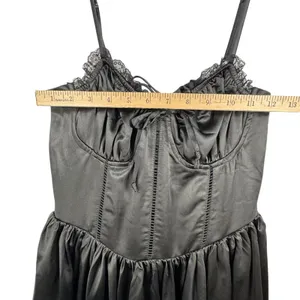 Whimsigoth Sexy Black Mini‎ Dress Lace Corset Party Dress Sz M Witchy Fairy Goth thumbnail 7