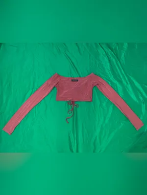 NWT Savage X Fenty Rust Off-Shoulder Ruched Long-Sleeve Crop Top size XS thumbnail 4