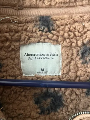 Abercrombie & Fitch Brown Leopard Sherpa Half Zip Sweater Size Medium thumbnail 3
