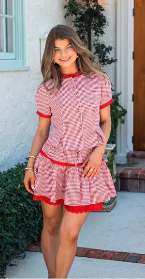 These Three Boutique gingham skirt set thumbnail 3