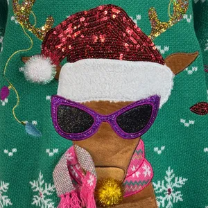 Jollidays X-Large Sweater Holiday Festive Christmas Reindeer Bulbs Long Sleeves thumbnail 2
