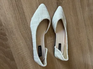 Ash Cream Tweed Pointed-Toe Flats thumbnail 2