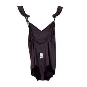 NWT Free People Intimately Pointelle Bodysuit Purple Coquette Lace Trim Size L thumbnail 5