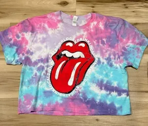 Short Sleeve Tie Dye Cropped Tee Shirt Women’s Medium thumbnail 1