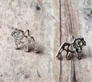 NEW Silver Bully Bulldog Stud Earrings UGA University Of Georgia Samford thumbnail 1