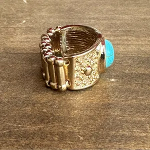 Turquoise gold stretch ring thumbnail 5
