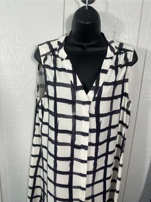 Crosby Black and White Button Down Dress Size Large EUC thumbnail 5
