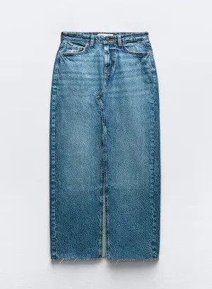 maxi midi full length cargo high waist a line casual denim jean skirt thumbnail 3