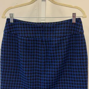 Ann Taylor Blue Black Houndstooth Tweed Wool Blend Pencil Skirt Size 6 Career thumbnail 4