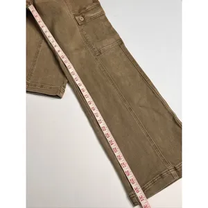 RISEN Cocoa Brown Cargo Pants Women's Size 3/26 High Rise Wide Leg Jeans thumbnail 8