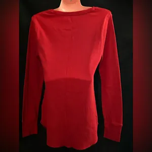 Old Navy Women’s Red Long Sleeve Ribbed Top SZ LG thumbnail 2