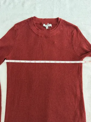 Madewell Double Layered Merino Silk Crewneck Sweater Deep Rust M NWT thumbnail 7