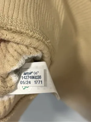 Offline By Aerie Yellow Green White Striped Waffle Knit Long Sleeve Scoop Neck thumbnail 8