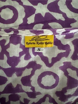 Roberta Roller Rabbit Purple Print Cotton Tunic Dress Cover Up Size Small thumbnail 3