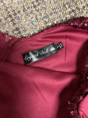 Crystal Doll Burgundy Sequins Dress Size S thumbnail 4