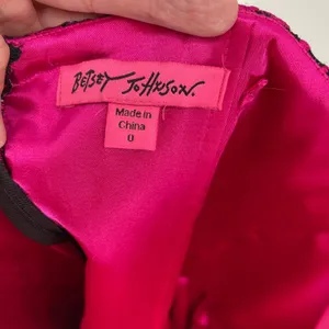 Betsey Johnson Pink Black Lace Strapless Party Dress Size 0 Prom‎ Evening thumbnail 5