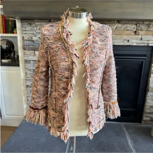 Anthropologie Textured Fringe Blazer in Multicolor thumbnail 5