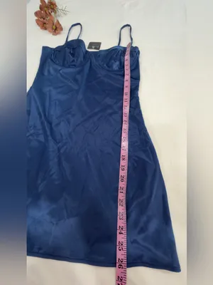 Dollskill Satin Mini Dress in Royal Blue - Sleek Women's Slip Dress thumbnail 6
