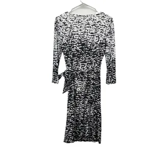 Ralph Lauren Black White‎ Geo Faux Wrap Tie 3/4 Sleeve Stretch Sheath Dress 4 thumbnail 5