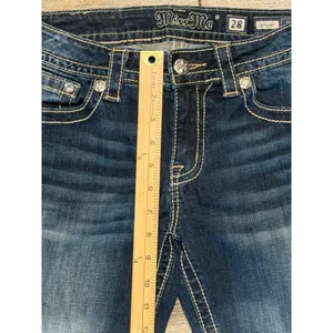 Miss Me Straight Leg Low Rise Dark Wash Embroidered Sequin Jeans 28x33 Y2K BKE thumbnail 8