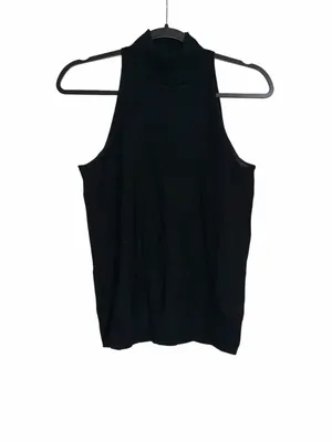 AllSaints Connie Roll Neck Top Black Knit Merino Wool Sleeveless MEDIUM thumbnail 2