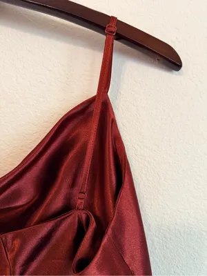 Altar'D State Carlotta dress, midi length satin slip dress, maroon, size S NWT thumbnail 11