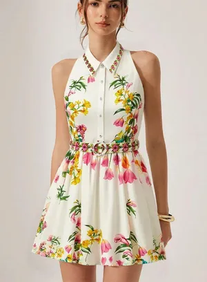 Commense Floral Print Belted Mini Dress size XS thumbnail 1
