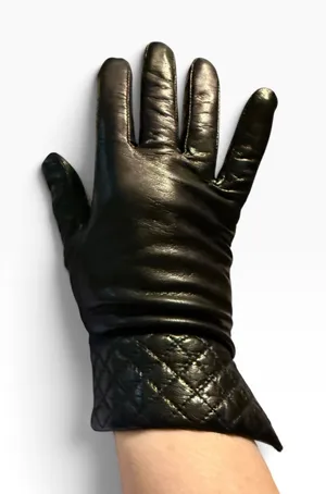 Fownes Womens Black Genuine Leather Quilted Cuff Insulated thinsulate Gloves M thumbnail 1