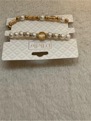 Gold & Pearl Beaded Bracelet Set thumbnail 3