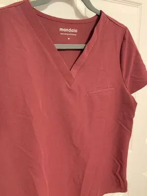 Mandala Maroon Scrub Top Sz M thumbnail 2