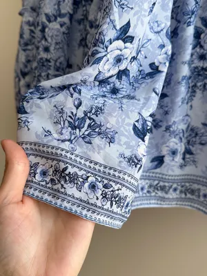 Max Studio Ruffle Cap Sleeve Tiered Maxi Dress, Light Blue Floral, Size Small thumbnail 7