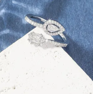 Boutique Water Drop Cubic Zirconia Cuff Ring  thumbnail 1